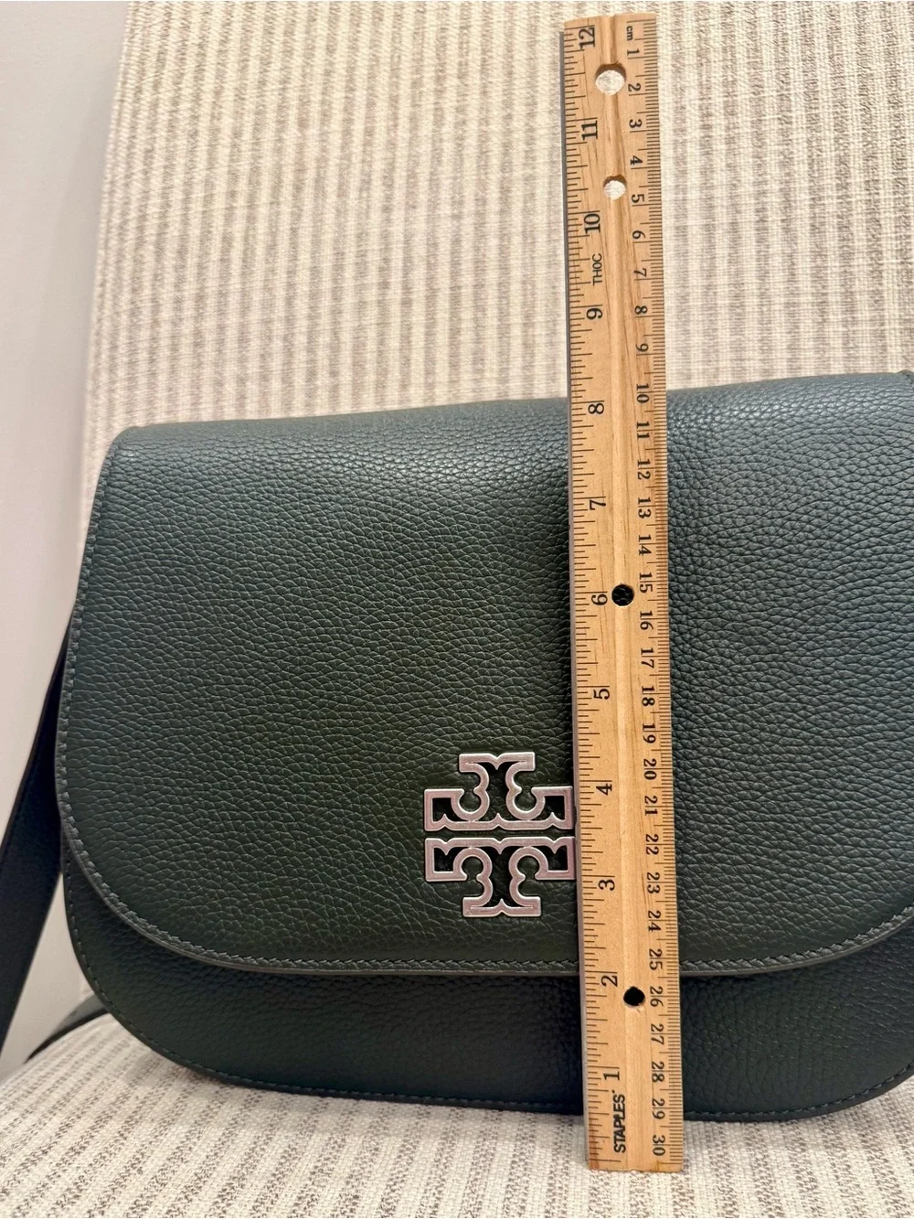 EUC Tory Burch Dark Green Pebbled Leather Crossbody Bag with Matching Wallet - Picture 9 of 16